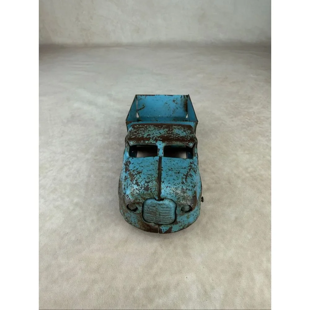 Vintage 6in Blue Wyandotte Pressed Steel Dump Truck Toy READ